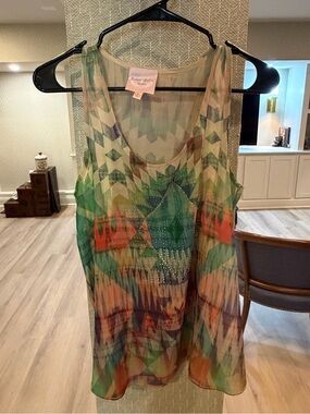 Romeo & Juliet Couture Embellished Geometric Tank Top - Size M